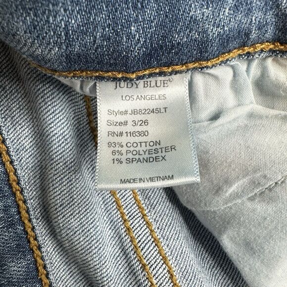 Judy Blue Jeans Womens 3 26 Boyfriend Blue Denim Rainbow Paint Splatter Distress - Picture 10 of 13